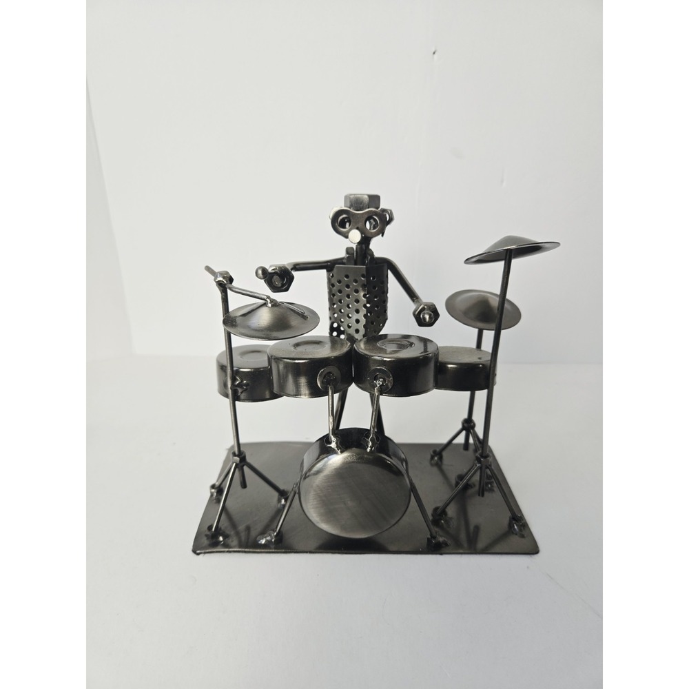 Nuts and Bolts metal art statue guy drummer musician 7" band